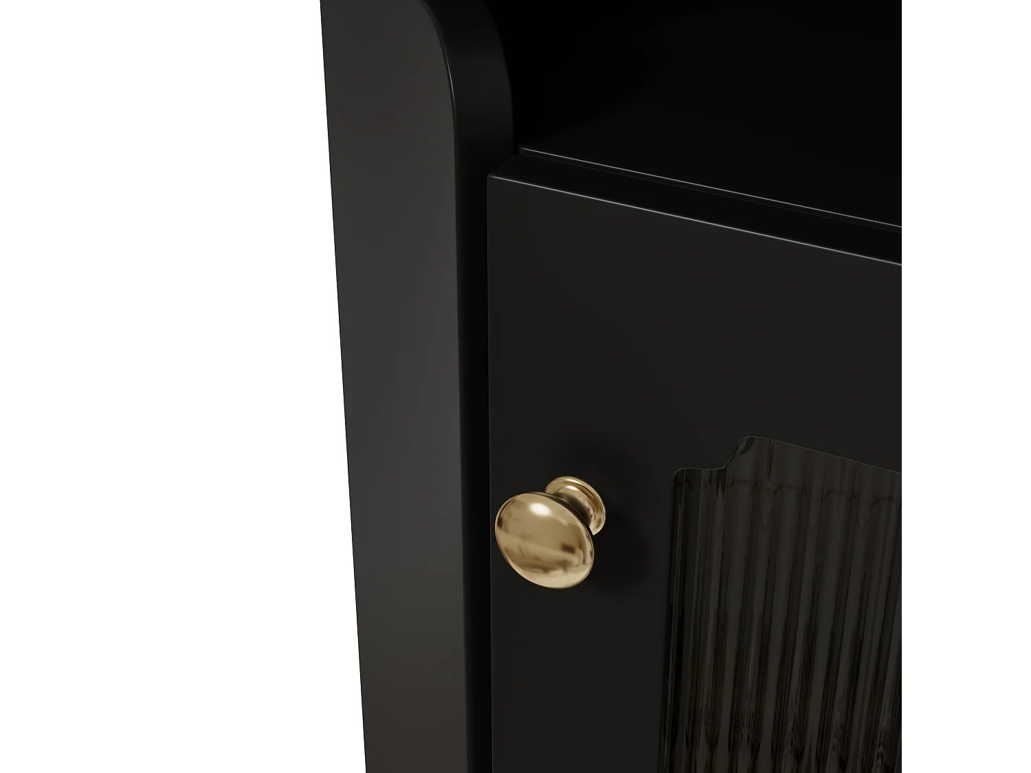 Badezimmer-Ecksäule - mit LED-Beleuchtung - mit 1 Tür - mit 2 Regalböden - mit offenen Regalen - schwarz