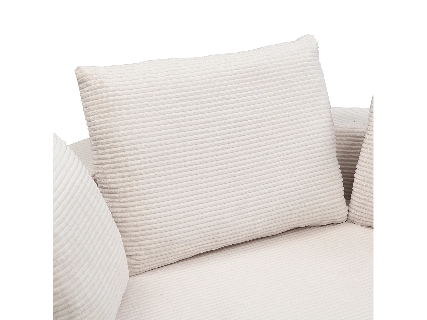 Canapé rond pliable 173x176x40cm - avec coussin - tissu en velours côtelé - beige
