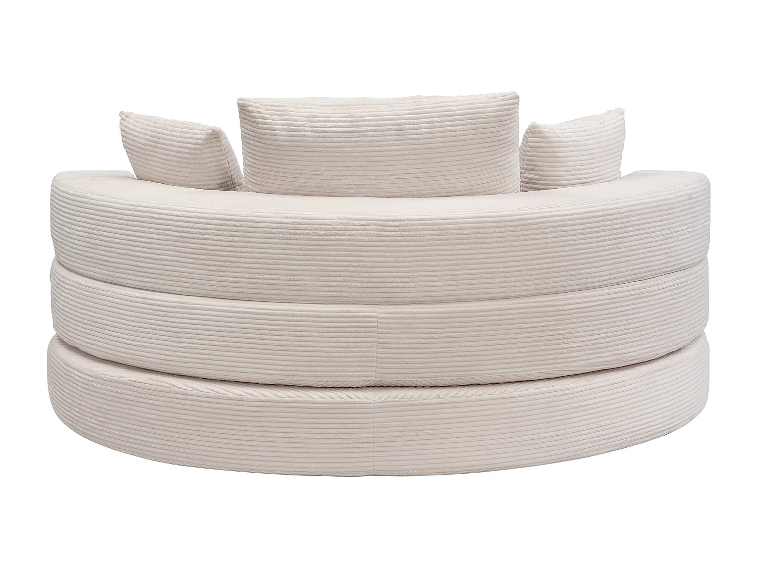 Canapé rond pliable 173x176x40cm - avec coussin - tissu en velours côtelé - beige