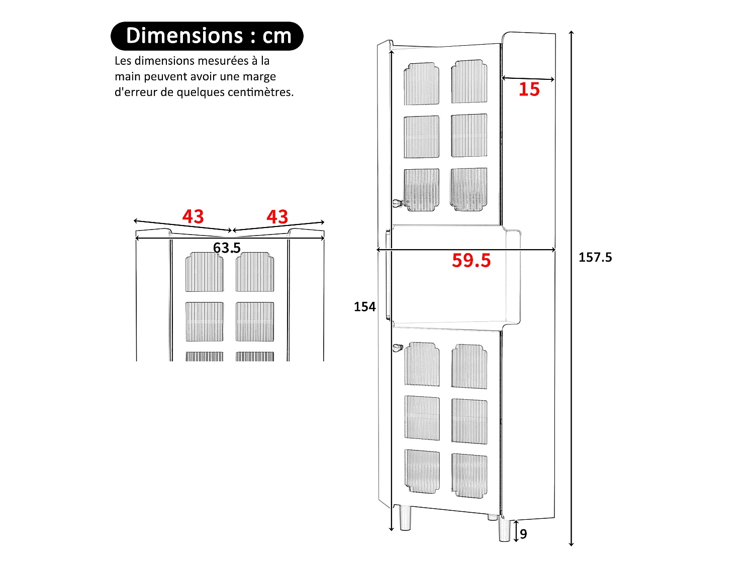 Colone d'angle de salle de bain - avec éclairage LED - avec 2 portes - avec 4 étagères - avec des étagères ouvertes - noir