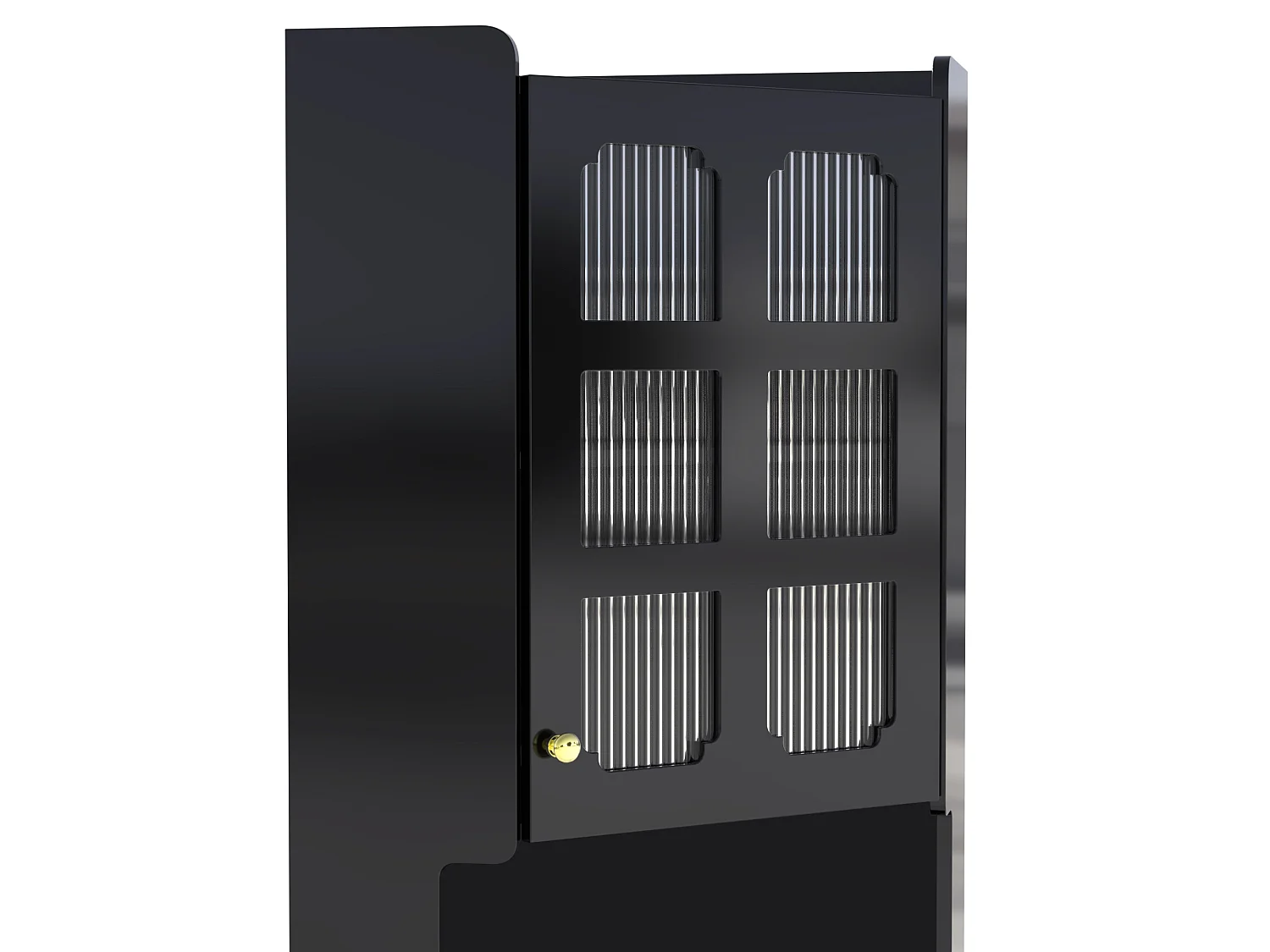 Colone d'angle de salle de bain - avec éclairage LED - avec 2 portes - avec 4 étagères - avec des étagères ouvertes - noir