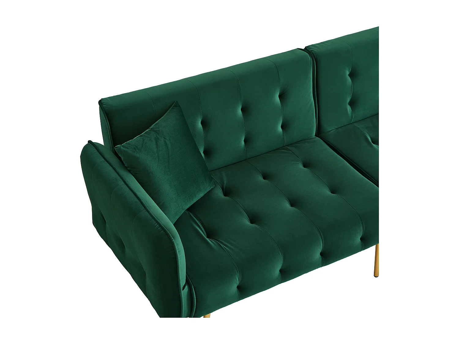 Canapé multifonctionnel 2 places - Dossier réglable - Accoudoirs réglables - Velours - Vert