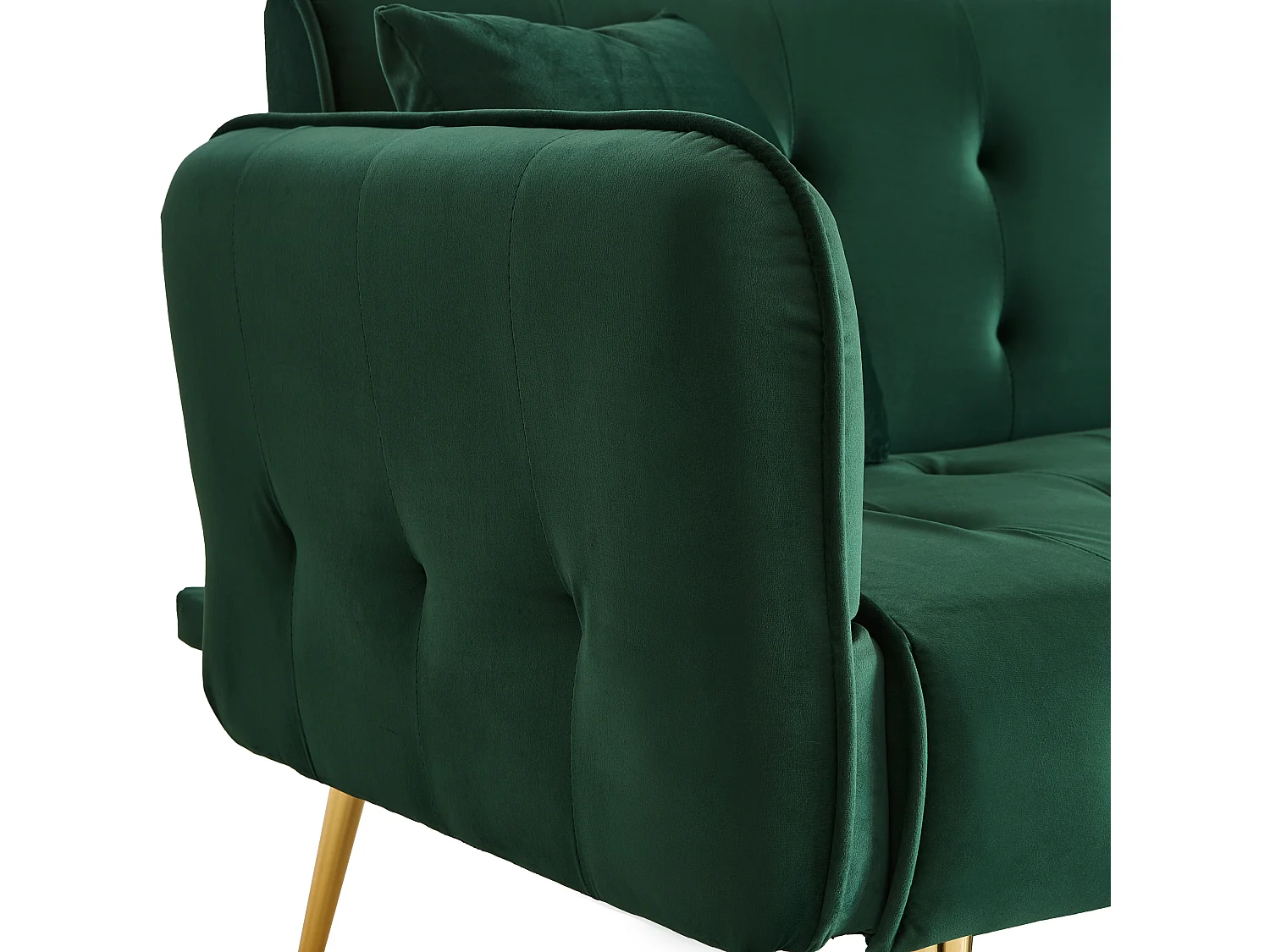 Canapé multifonctionnel 2 places - Dossier réglable - Accoudoirs réglables - Velours - Vert