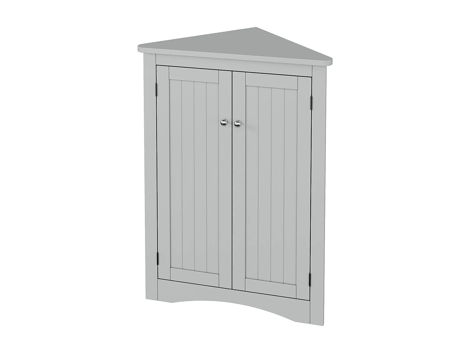 Colone d'angle de salle de bain - avec 2 portes - avec 3 étagères - étagères réglables - Gris