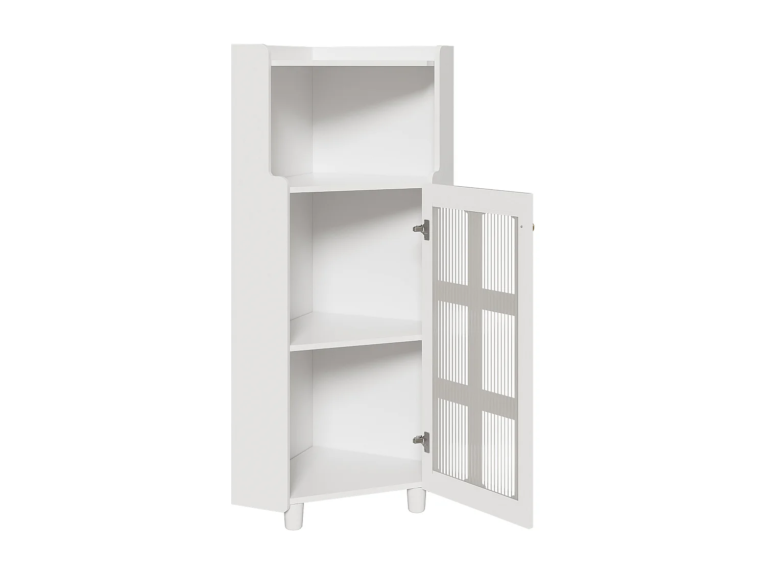 Vetrina angolare bianca - Con illuminazione a LED e 2 ante in vetro