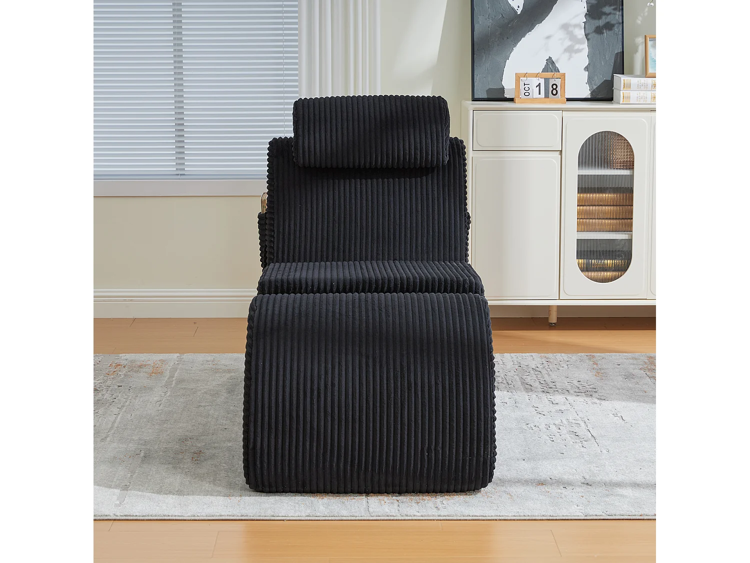 Canapé moderne au design unique et ergonomique - 160 x 66 x 90 cm - avec coussin d'assise amovible - velours - noir