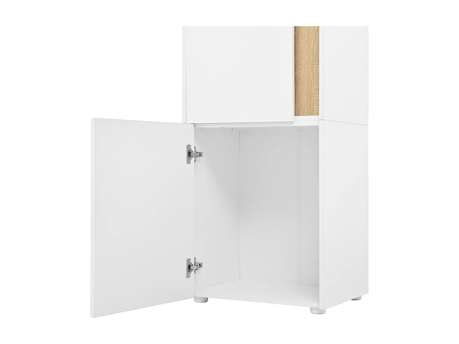 Vitrine 50x40x179cm - mit LED-Beleuchtung - mit 2 Türen - Höhenverstellbare Regalböden - Weiß + Natur