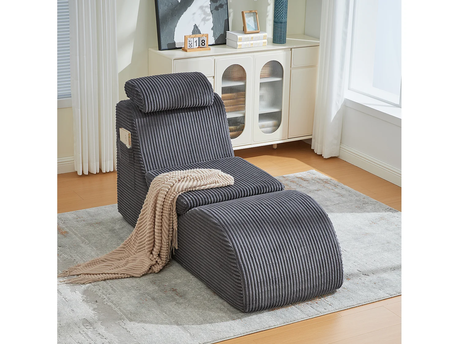 Canapé moderne au design unique et ergonomique - 160 x 66 x 90 cm - avec coussin d'assise amovible - velours - gris foncé