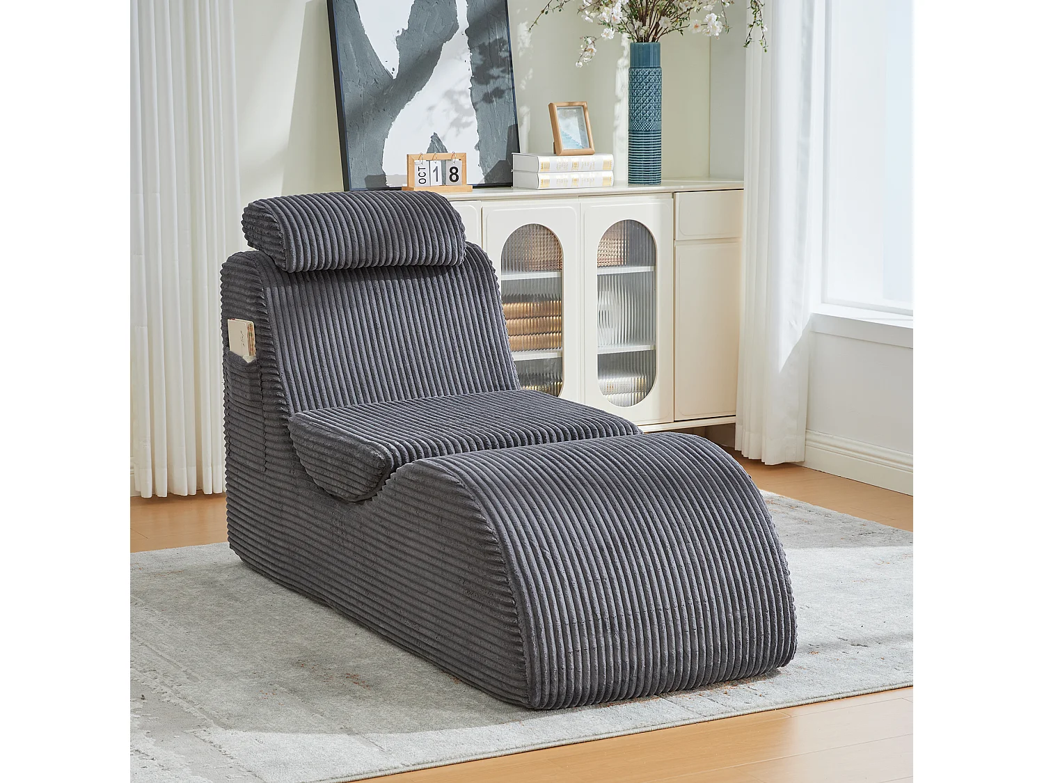 Canapé moderne au design unique et ergonomique - 160 x 66 x 90 cm - avec coussin d'assise amovible - velours - gris foncé