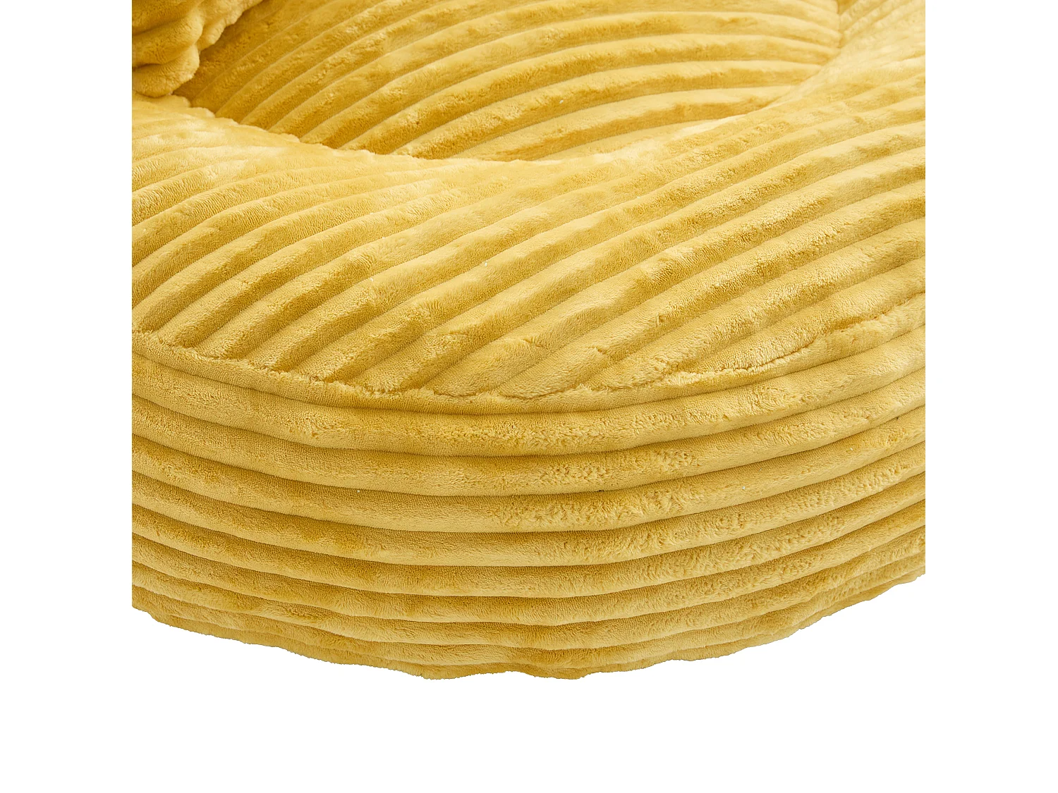 Fauteuil pouf en velours côtelé - Avec 3 coussins - Jaune moutarde