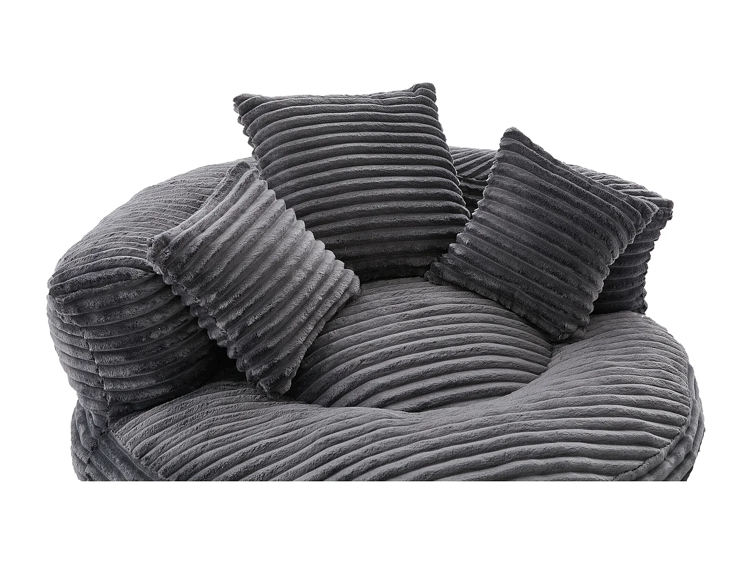 Fauteuil pouf en velours côtelé - Avec 3 coussins - Gris foncé