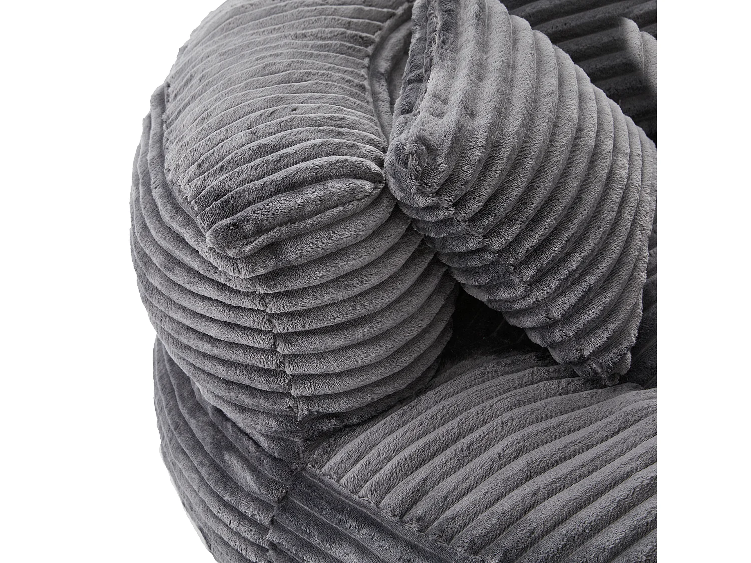 Fauteuil pouf en velours côtelé - Avec 3 coussins - Gris foncé