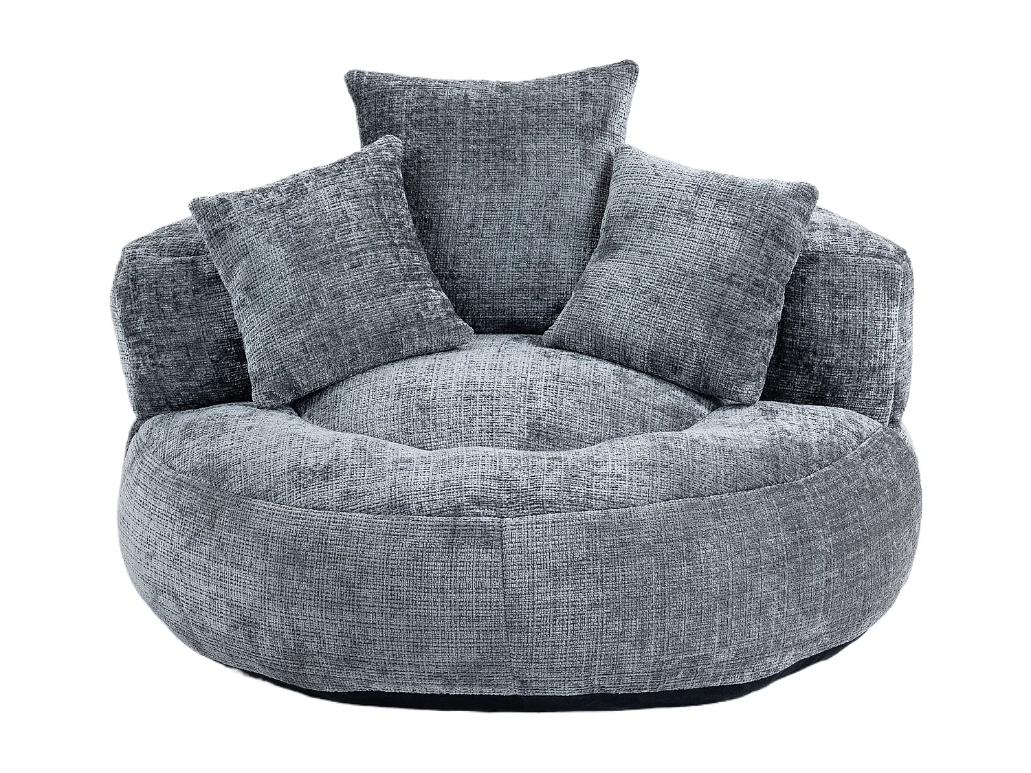 Fauteuil poire avec 3 coussins - Pour adulte et enfant - Chenille gris, sans montage