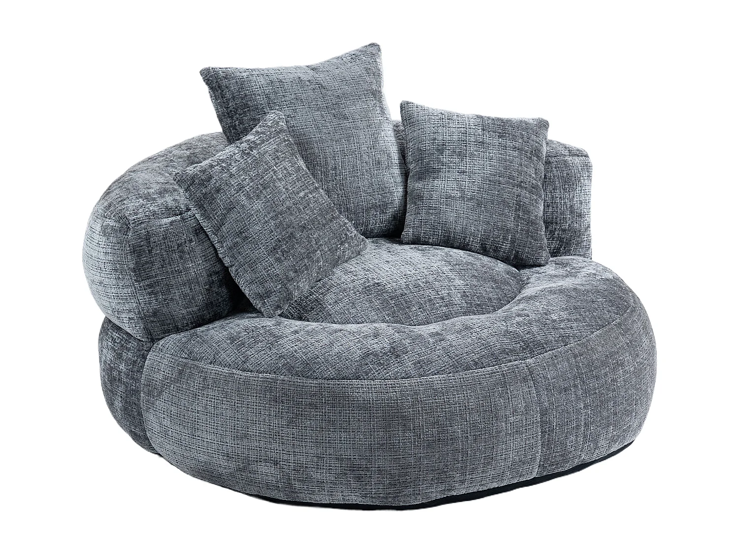 Fauteuil poire avec 3 coussins - Pour adulte et enfant - Chenille gris, sans montage