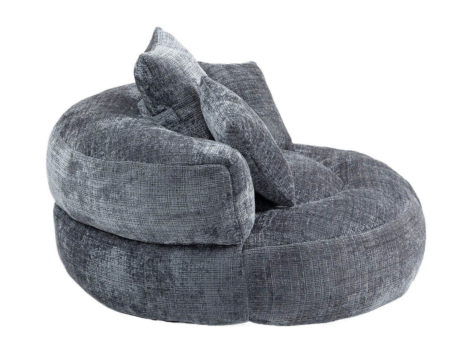 Fauteuil poire avec 3 coussins - Pour adulte et enfant - Chenille gris, sans montage