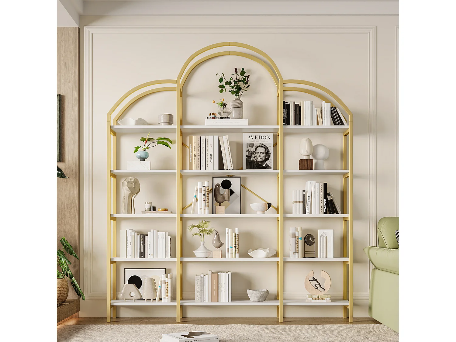 Étagère à 5 niveaux - design nuage unique - 170 x 26 x 190 cm - or