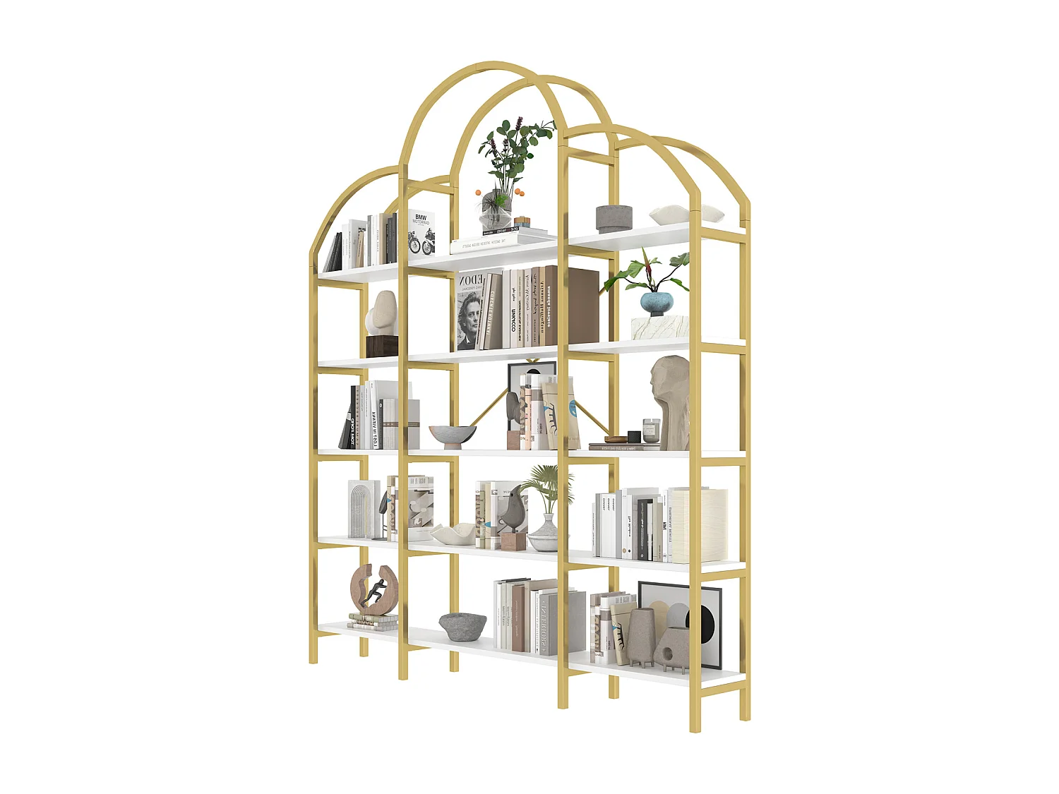 Étagère à 5 niveaux - design nuage unique - 170 x 26 x 190 cm - or