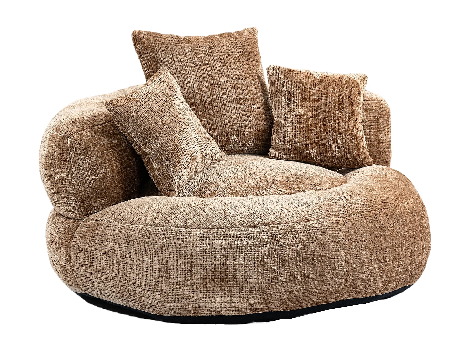 Fauteuil poire avec 3 coussins - Pour adulte et enfant - Chenille marron clair, sans montage