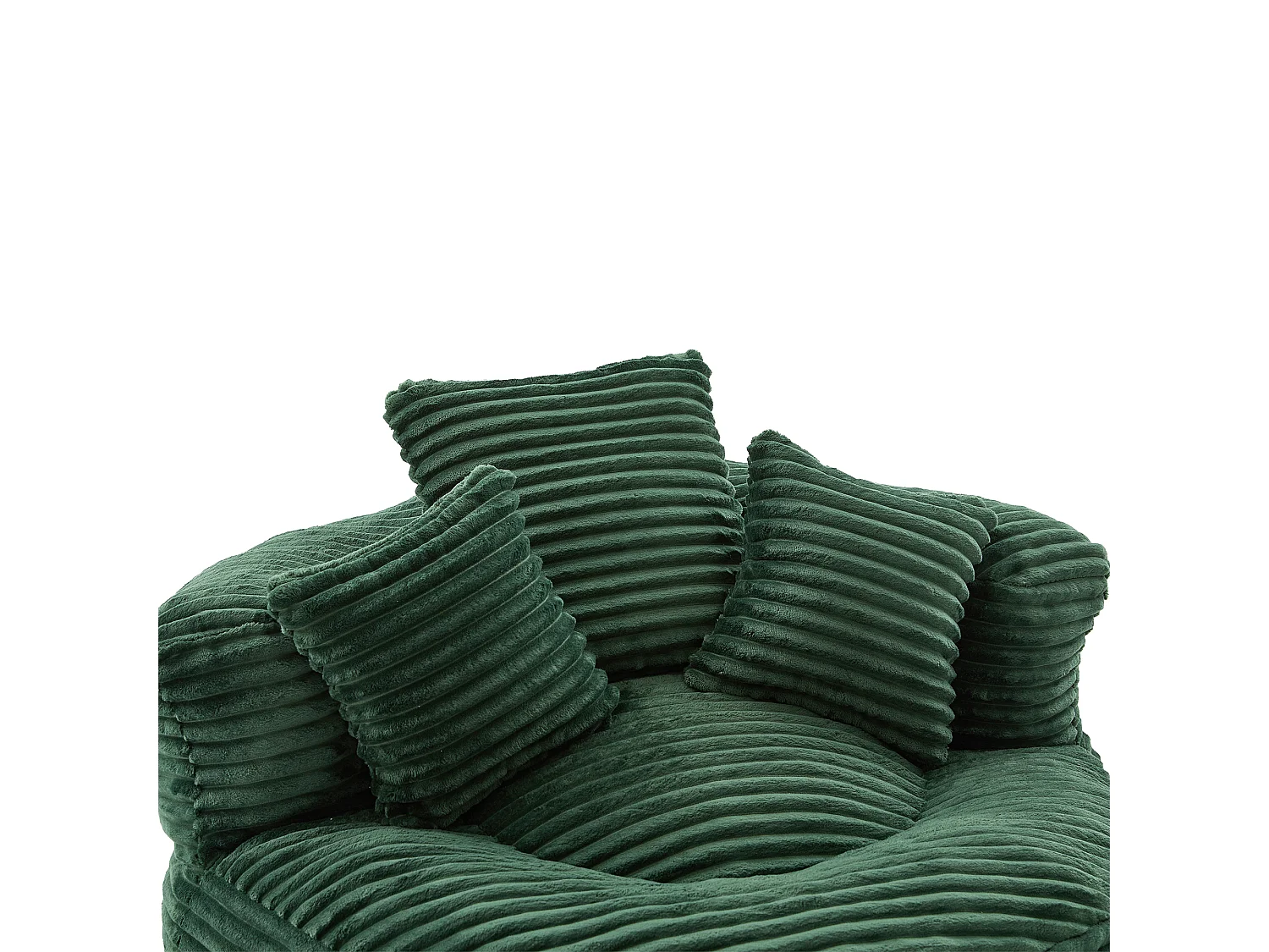 Fauteuil pouf en velours côtelé - Avec 3 coussins - Vert émeraude