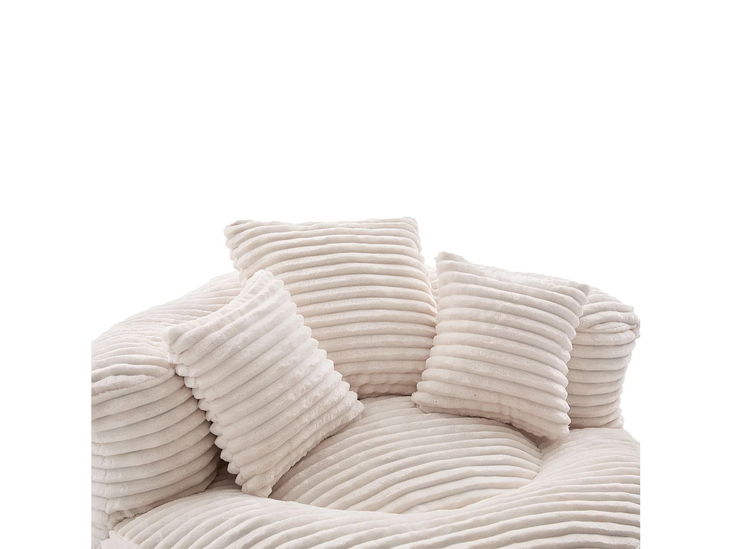 Fauteuil pouf en velours côtelé - Avec 3 coussins - Beige