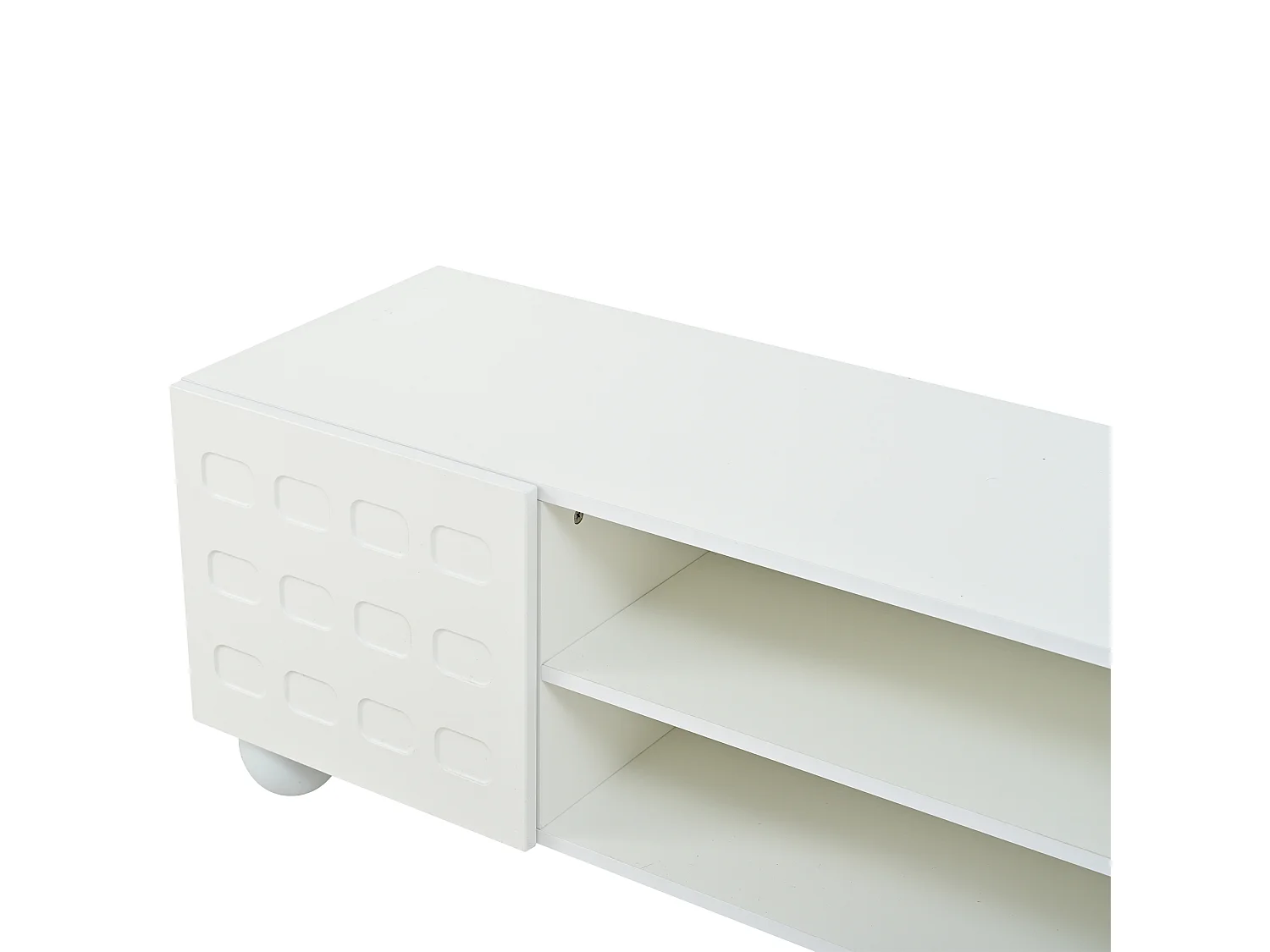 TV-Schrank 200x40x44 cm - 3 Türen - Halboffene Ablage - Bedruckte Türen - Spanplatten - Weiß