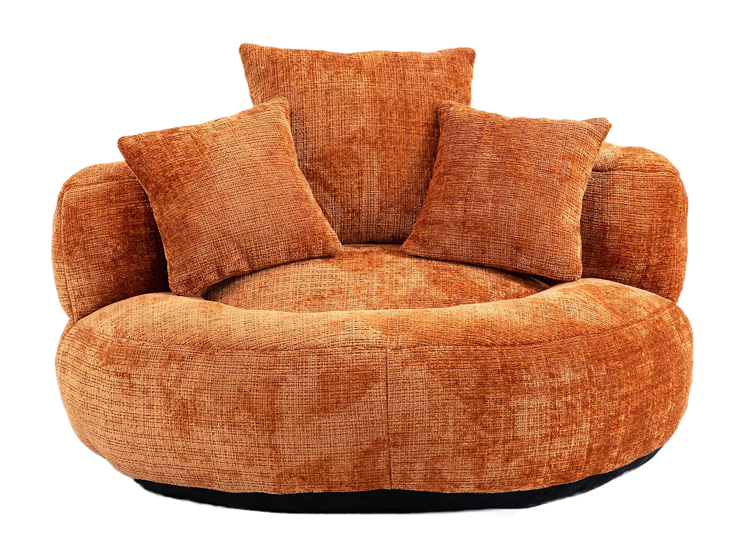 Fauteuil poire avec 3 coussins - Pour adulte et enfant - Chenille orange, sans montage