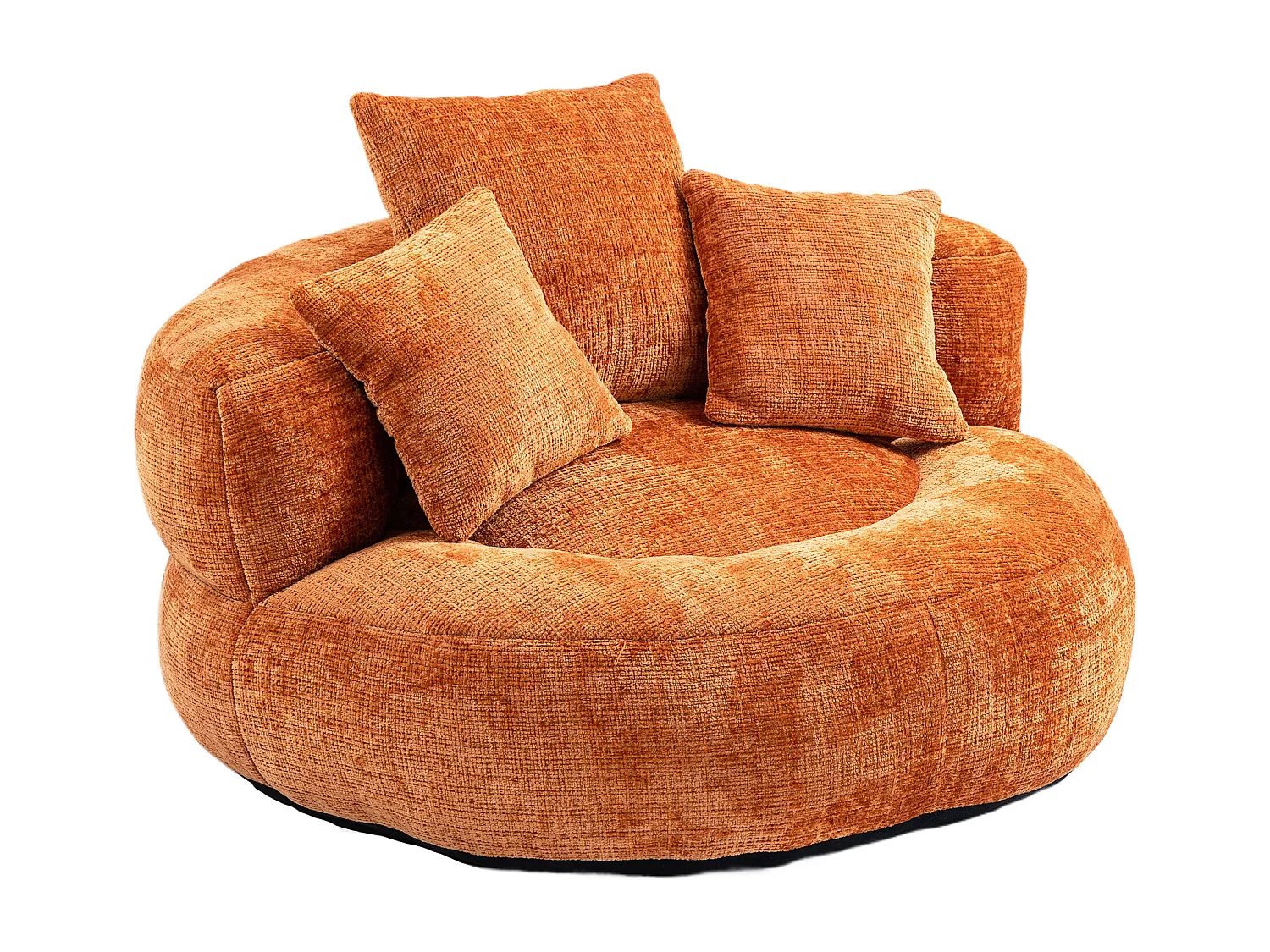 Fauteuil poire avec 3 coussins - Pour adulte et enfant - Chenille orange, sans montage