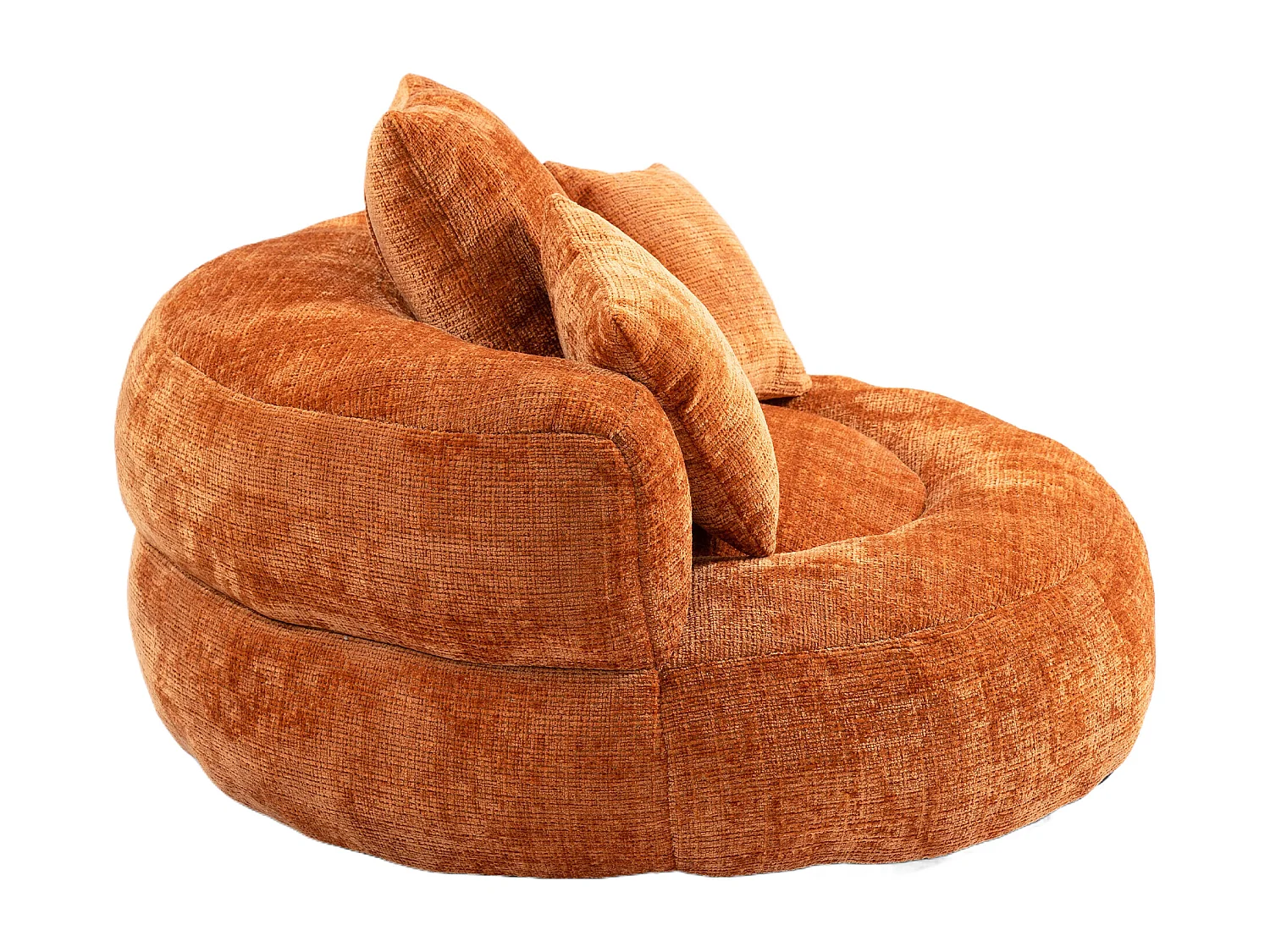 Fauteuil poire avec 3 coussins - Pour adulte et enfant - Chenille orange, sans montage