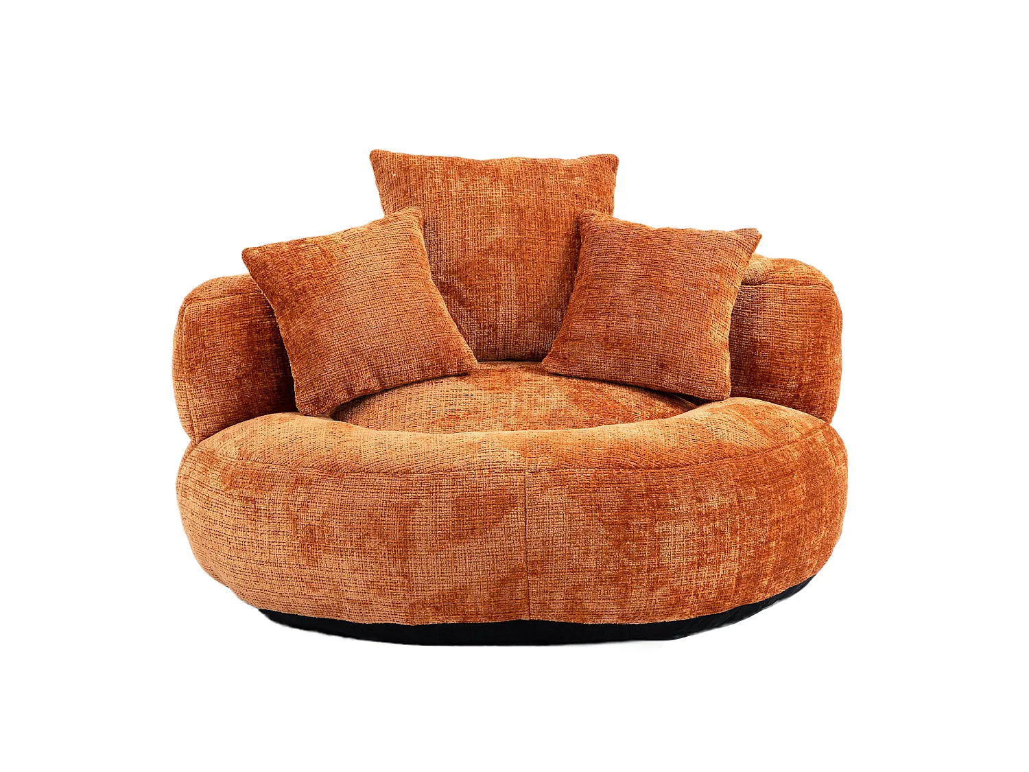 Fauteuil poire avec 3 coussins - Pour adulte et enfant - Chenille orange, sans montage