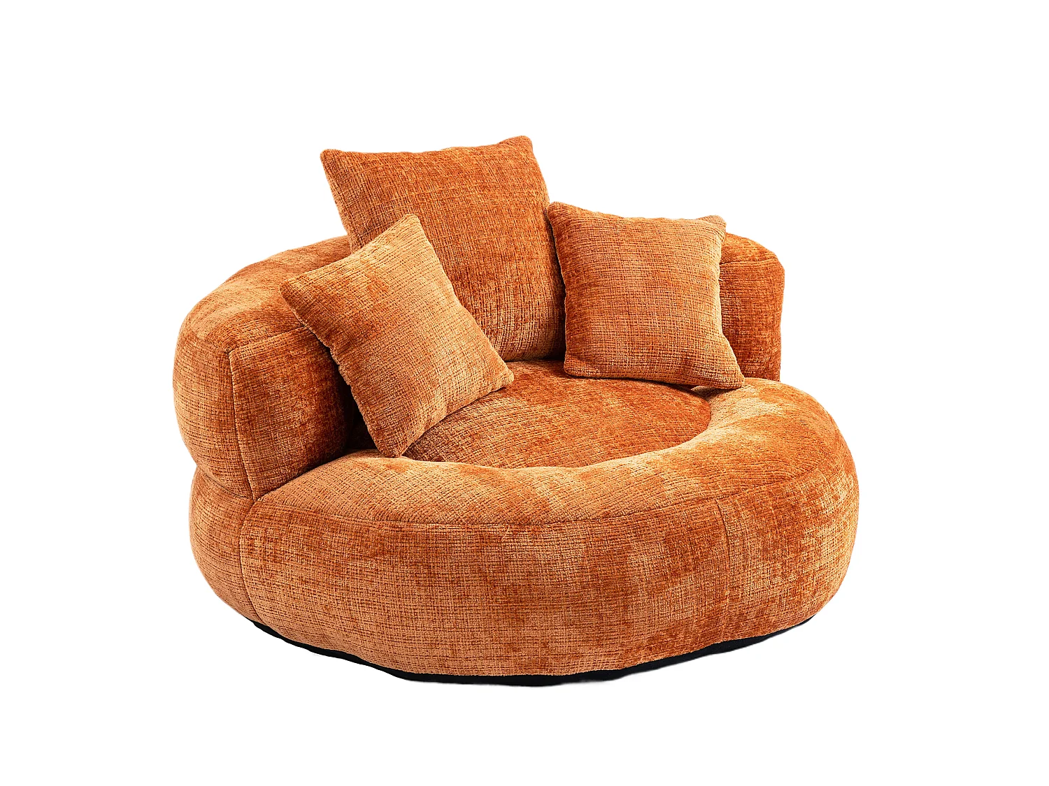 Fauteuil poire avec 3 coussins - Pour adulte et enfant - Chenille orange, sans montage