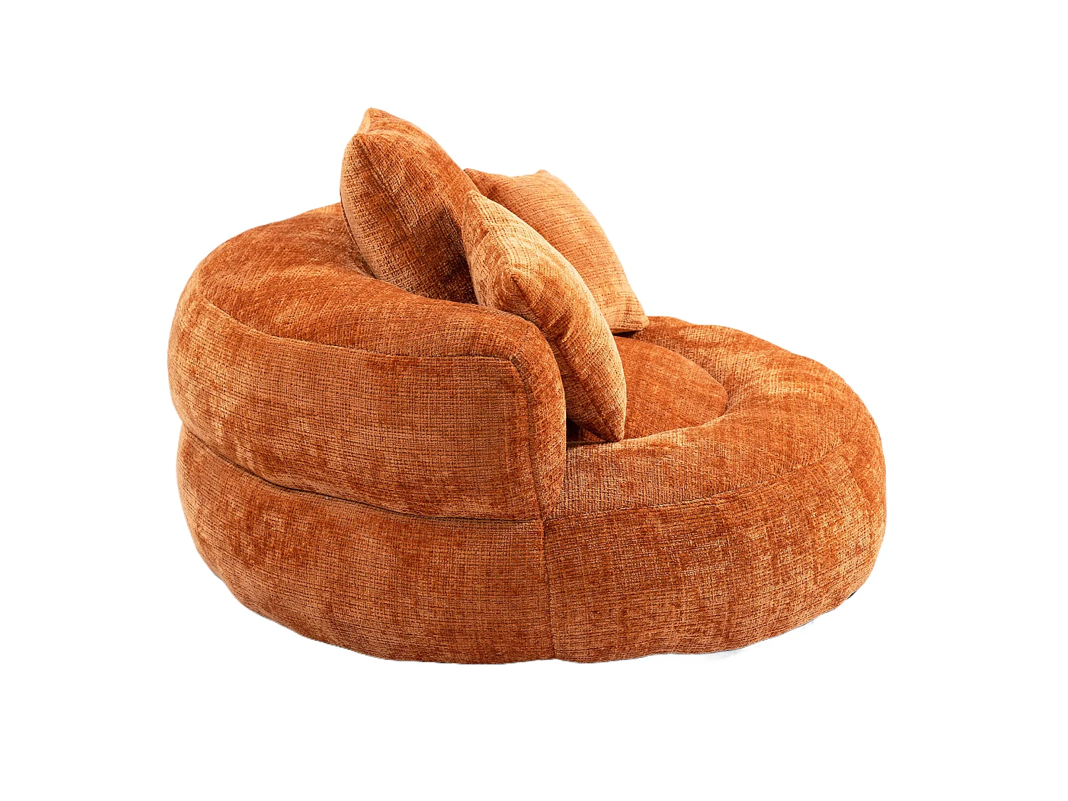 Fauteuil poire avec 3 coussins - Pour adulte et enfant - Chenille orange, sans montage