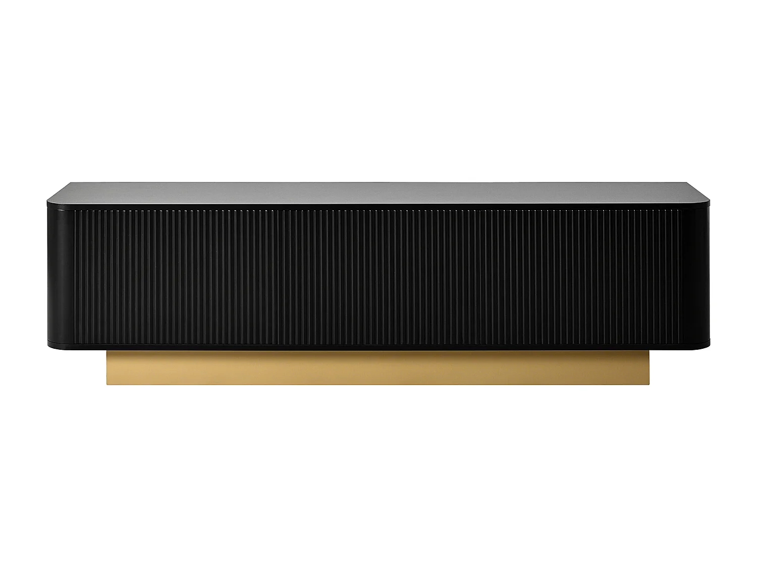 Meuble TV moderne 170x40x47cm - Design rond - 3 portes - Étagères réglables - Noir