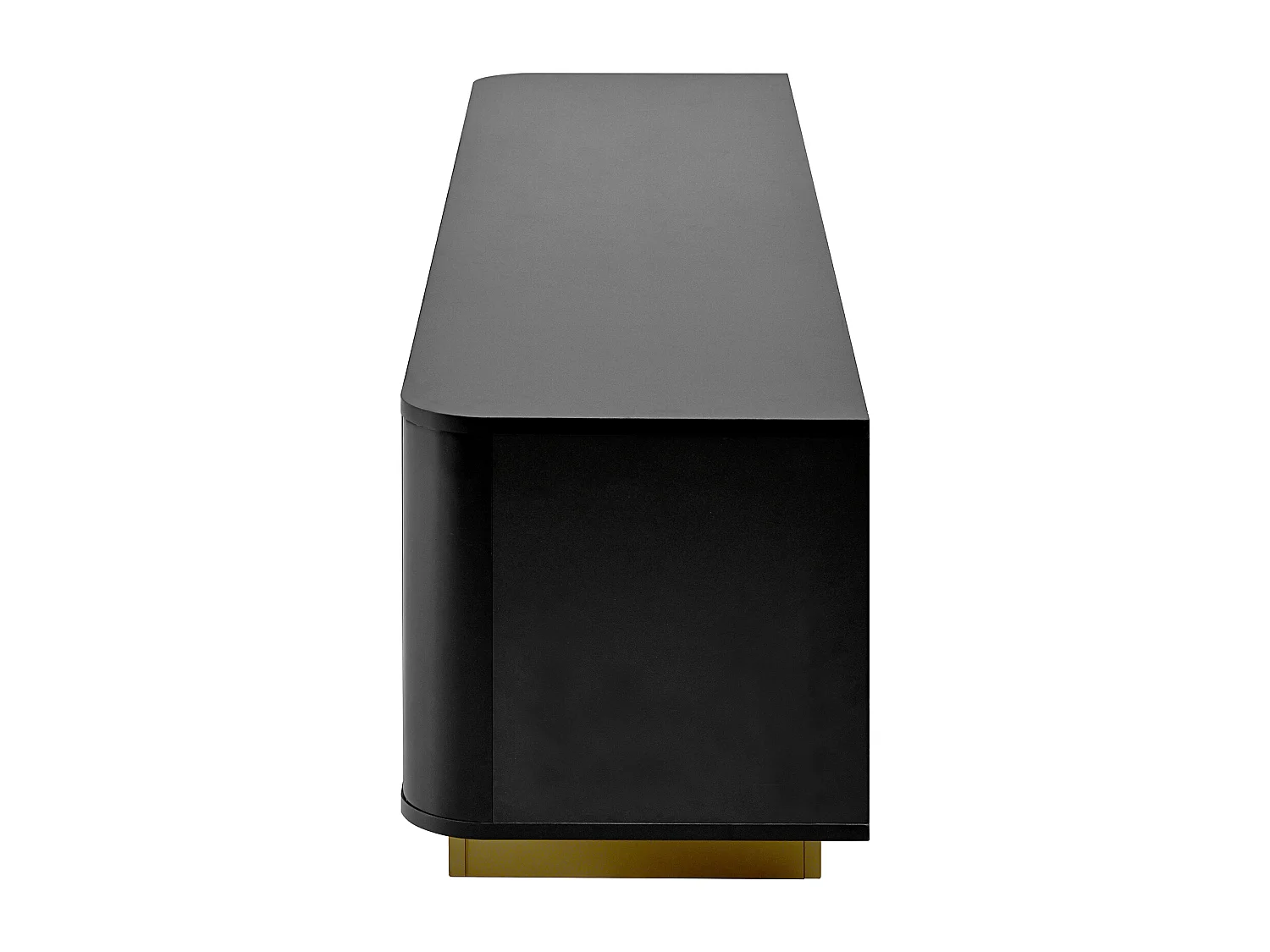 Meuble TV moderne 170x40x47cm - Design rond - 3 portes - Étagères réglables - Noir