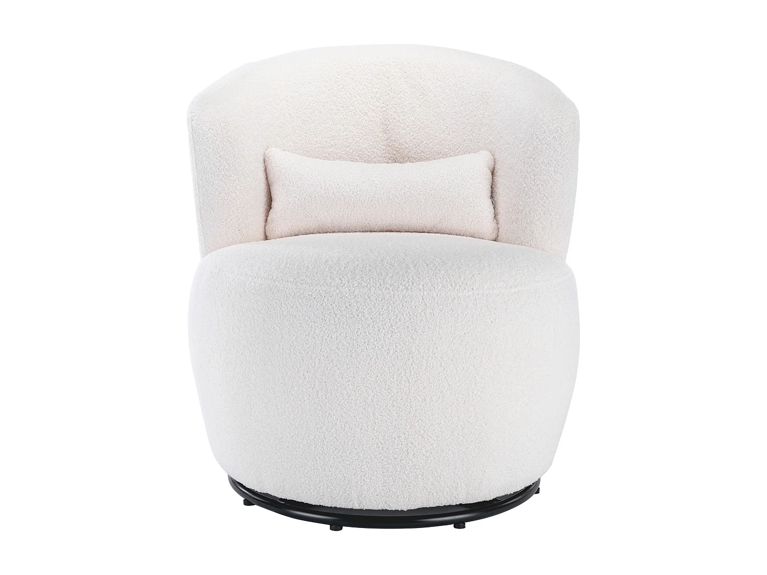 Fauteuil pivotant avec coussin lombaire - Tissu teddy - Blanc