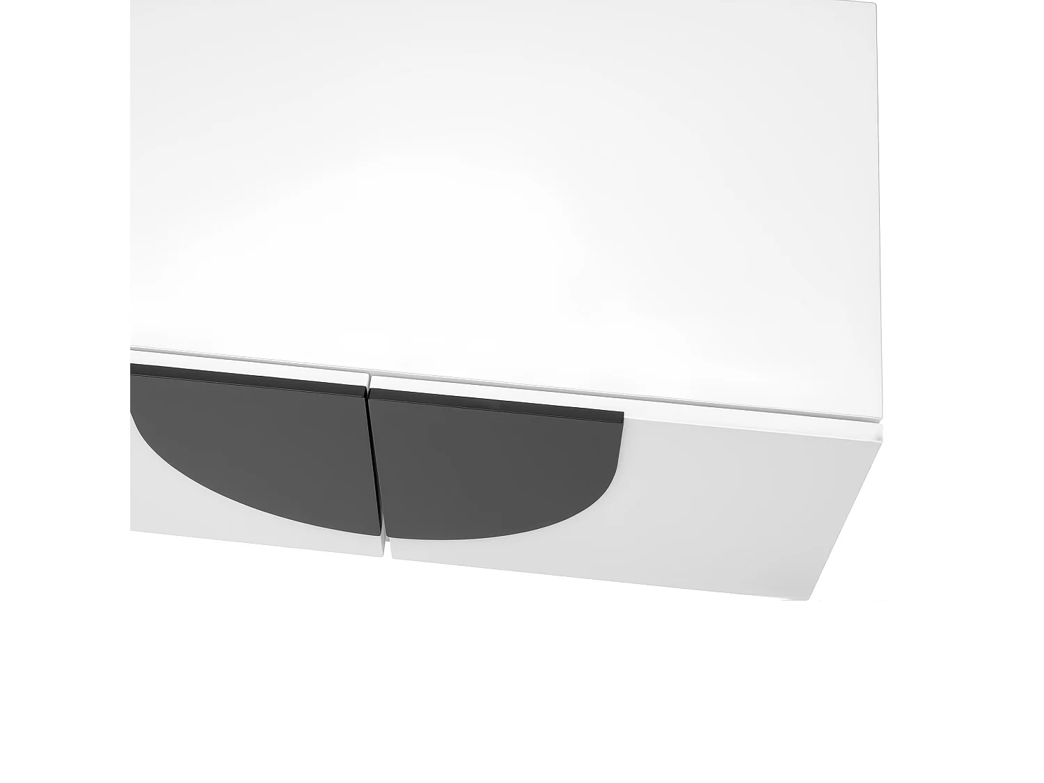 Meuble TV avec 4 portes - Pieds rondes - Blanc et noir