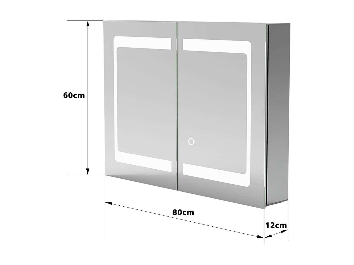 AICA LED Spiegelschrank 80x60cm,Beschlagfrei,3 Lichtfarbe,Dimmbar,Steckdose