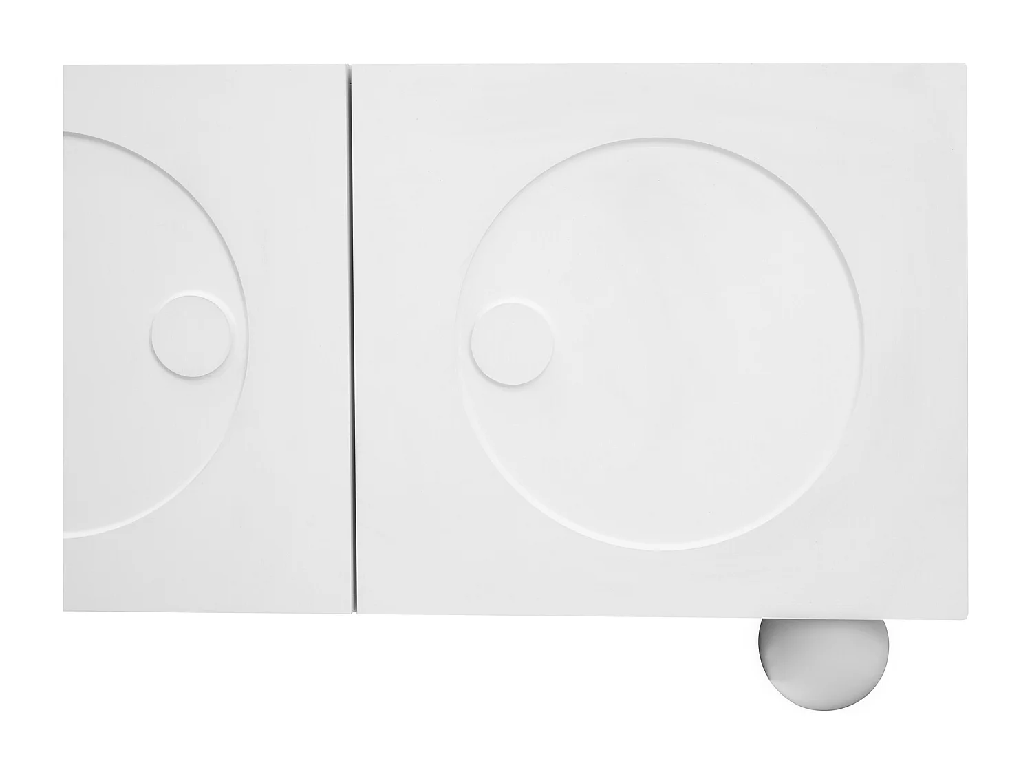 Meuble TV blanc avec 4 portes - Pieds rondes - Bois en MDF et PB