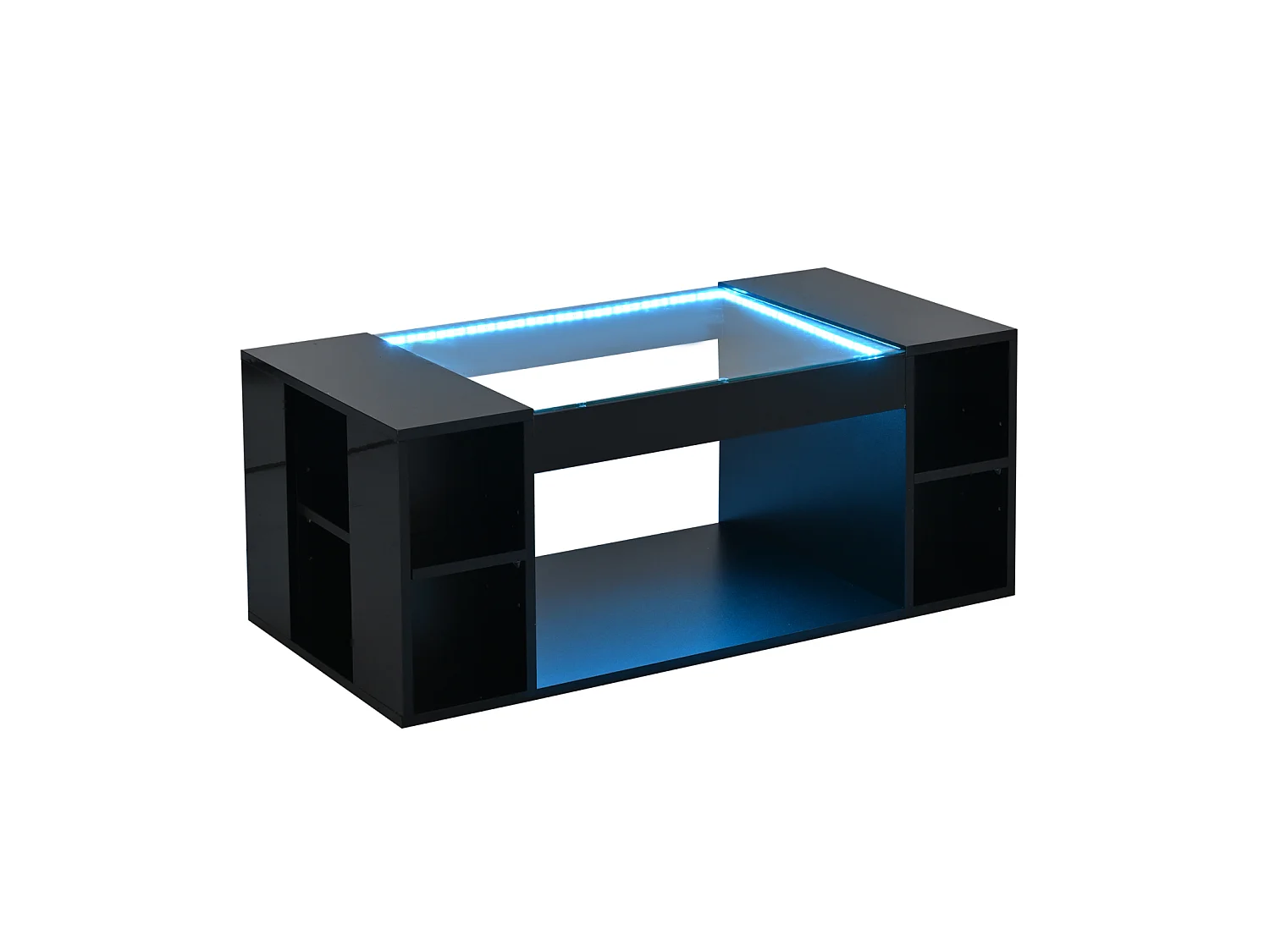 Table basse avec éclairage LED et espace de rangement - table d'appoint - plateau en verre trempé - 100 x 50 x 40 cm