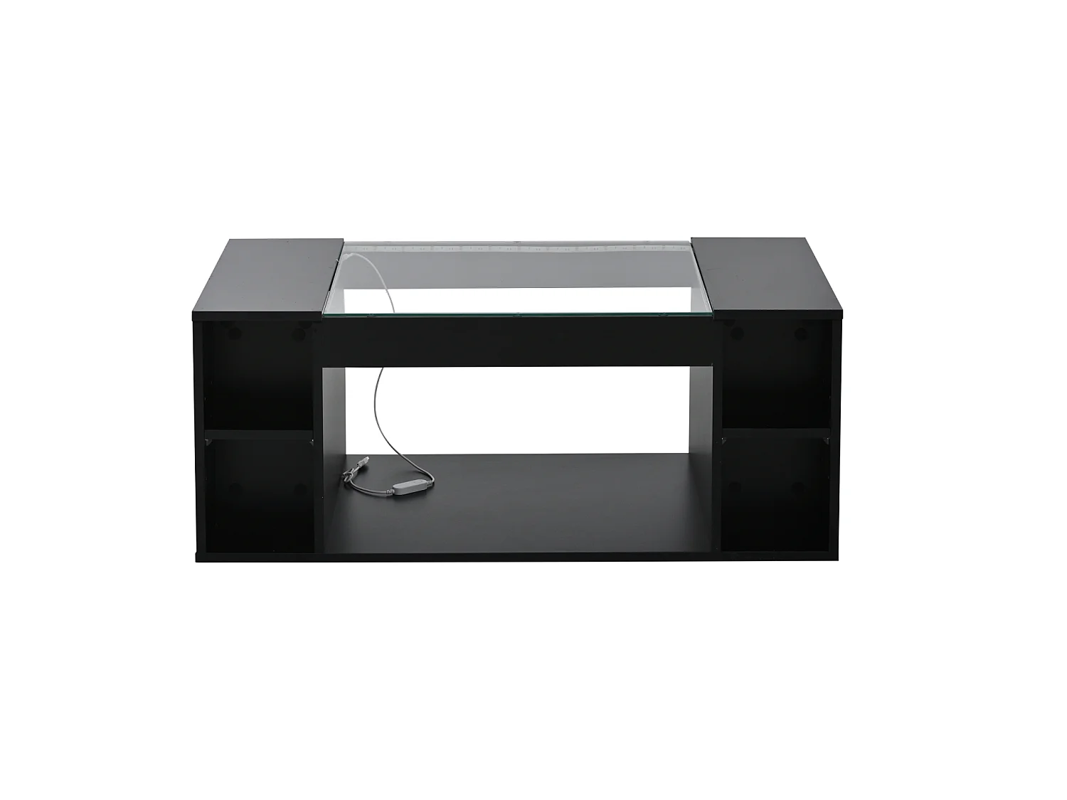Table basse avec éclairage LED et espace de rangement - table d'appoint - plateau en verre trempé - 100 x 50 x 40 cm