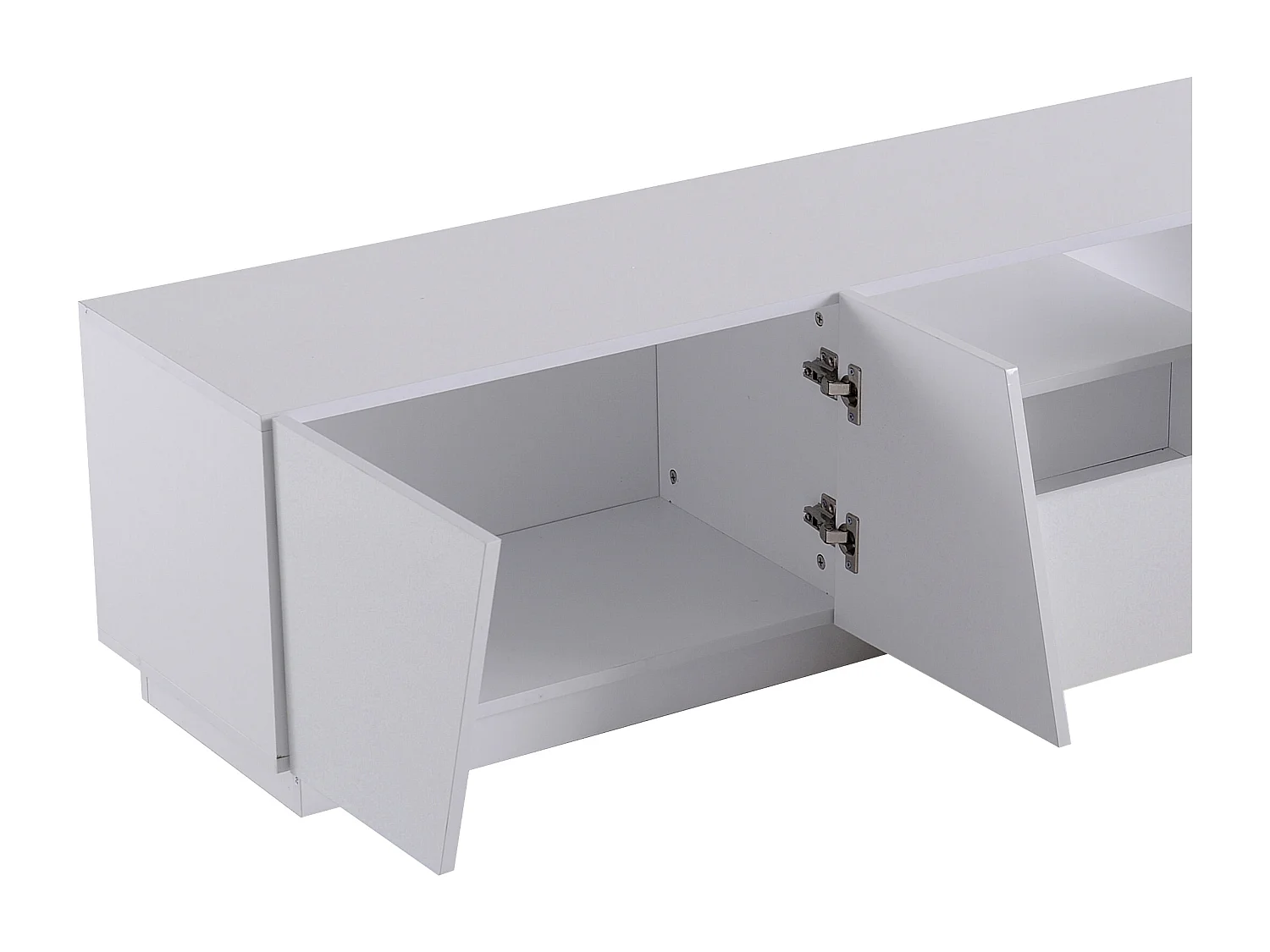 Meuble TV avec 4 portes et tiroir - Bois en MDF - Blanc