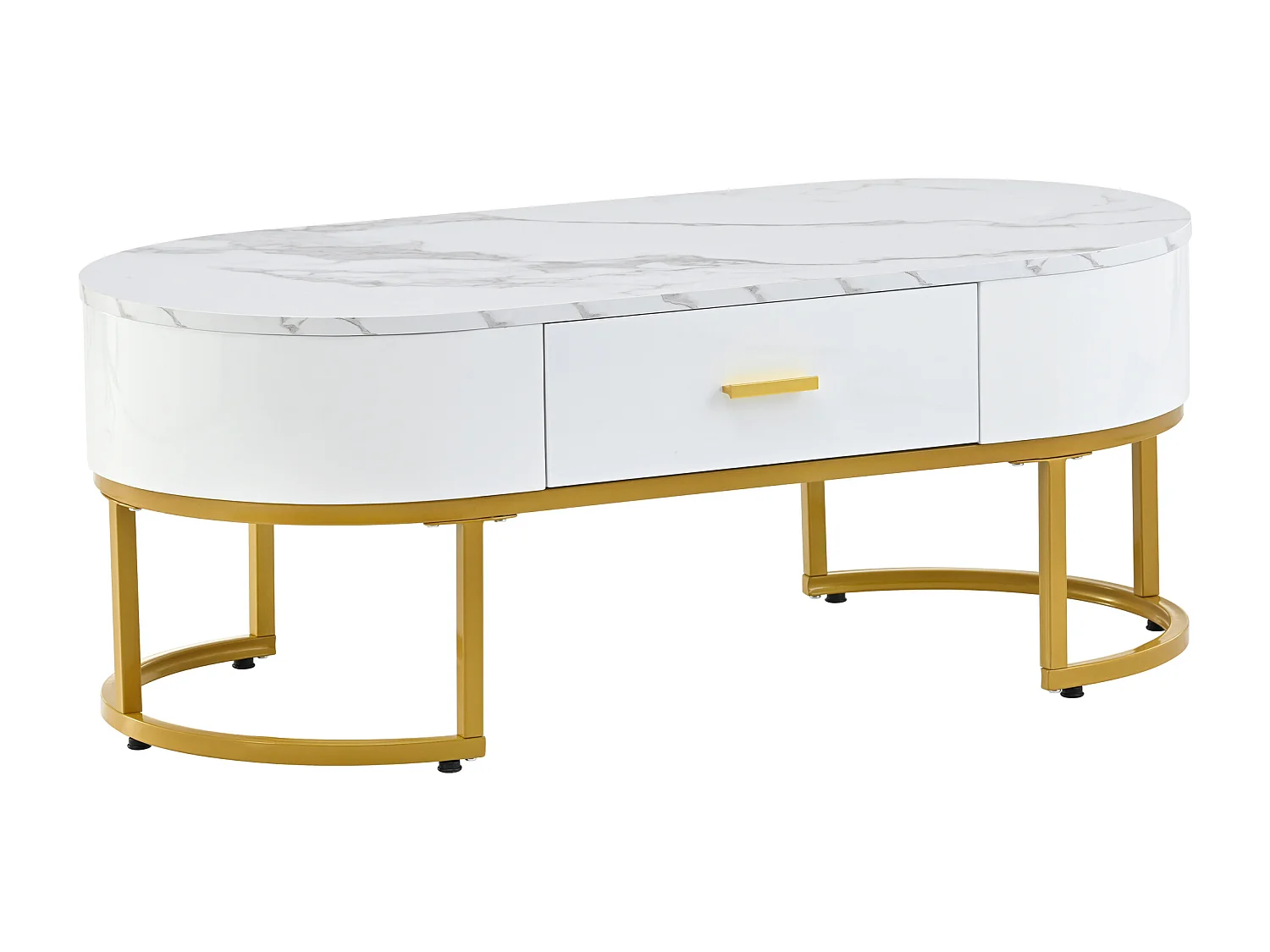 Witte bijzettafel met lade, in elkaar schuifbaar - MDF-hout en metaal