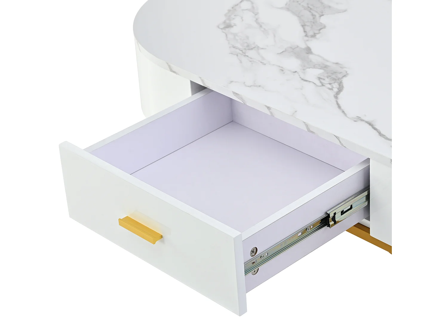 Witte bijzettafel met lade, in elkaar schuifbaar - MDF-hout en metaal