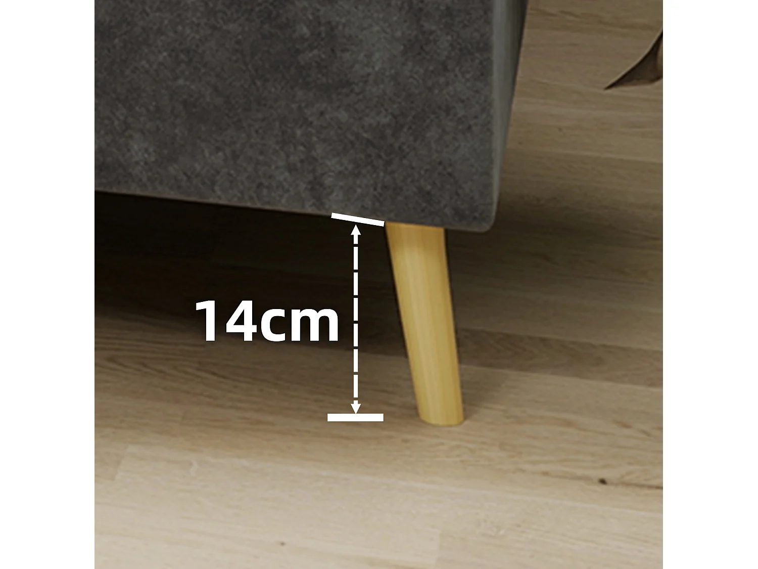 Lit adulte 140x200cm en velours - Sans tête de lit - Gris