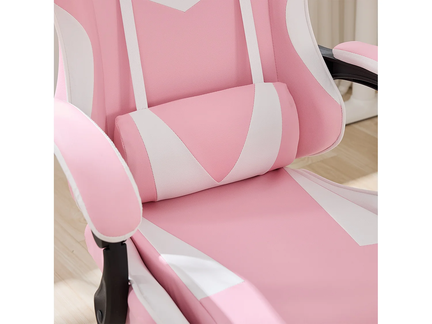 Fauteuil de bureau pivotant Massant en similicuir - Réglable en hauteur - Rose et blanc
