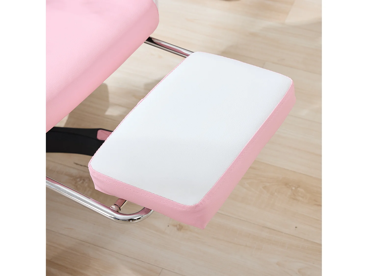 Fauteuil de bureau pivotant Massant en similicuir - Réglable en hauteur - Rose et blanc