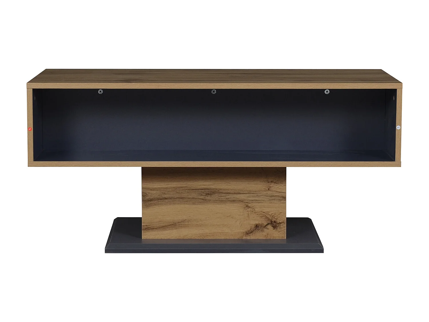 Table basse moderne avec rangement double face - Couleur bois et gris