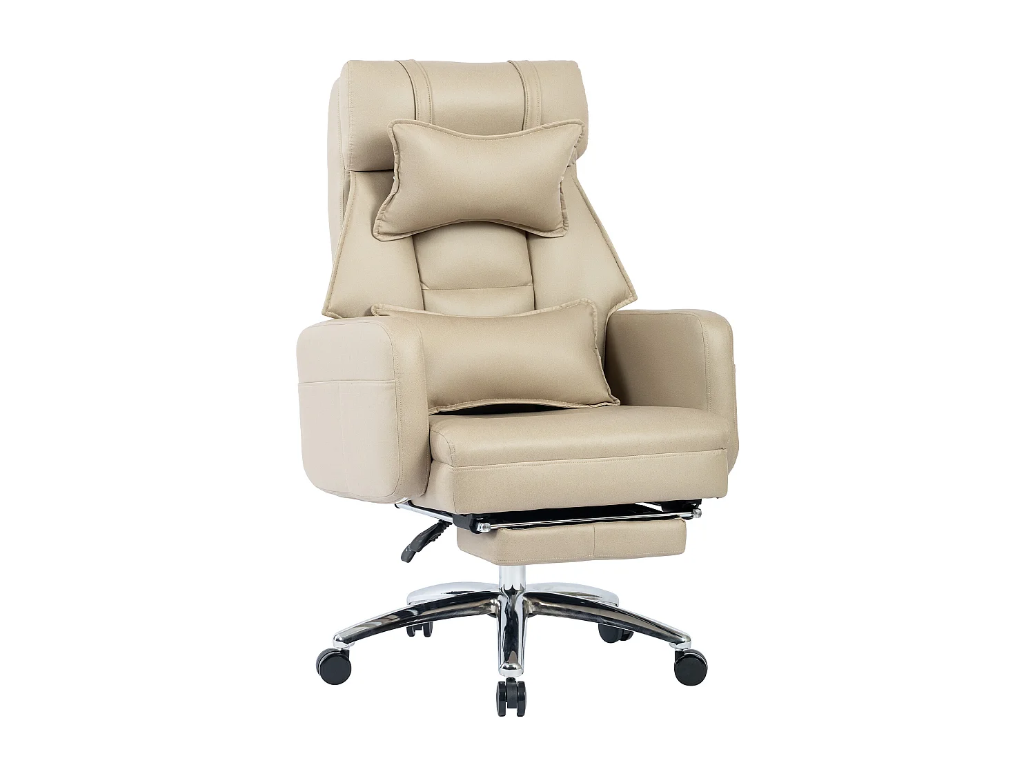 In hoogte verstelbare draaibare bureaustoel - 155° kantelhoek - Technisch leer - Beige