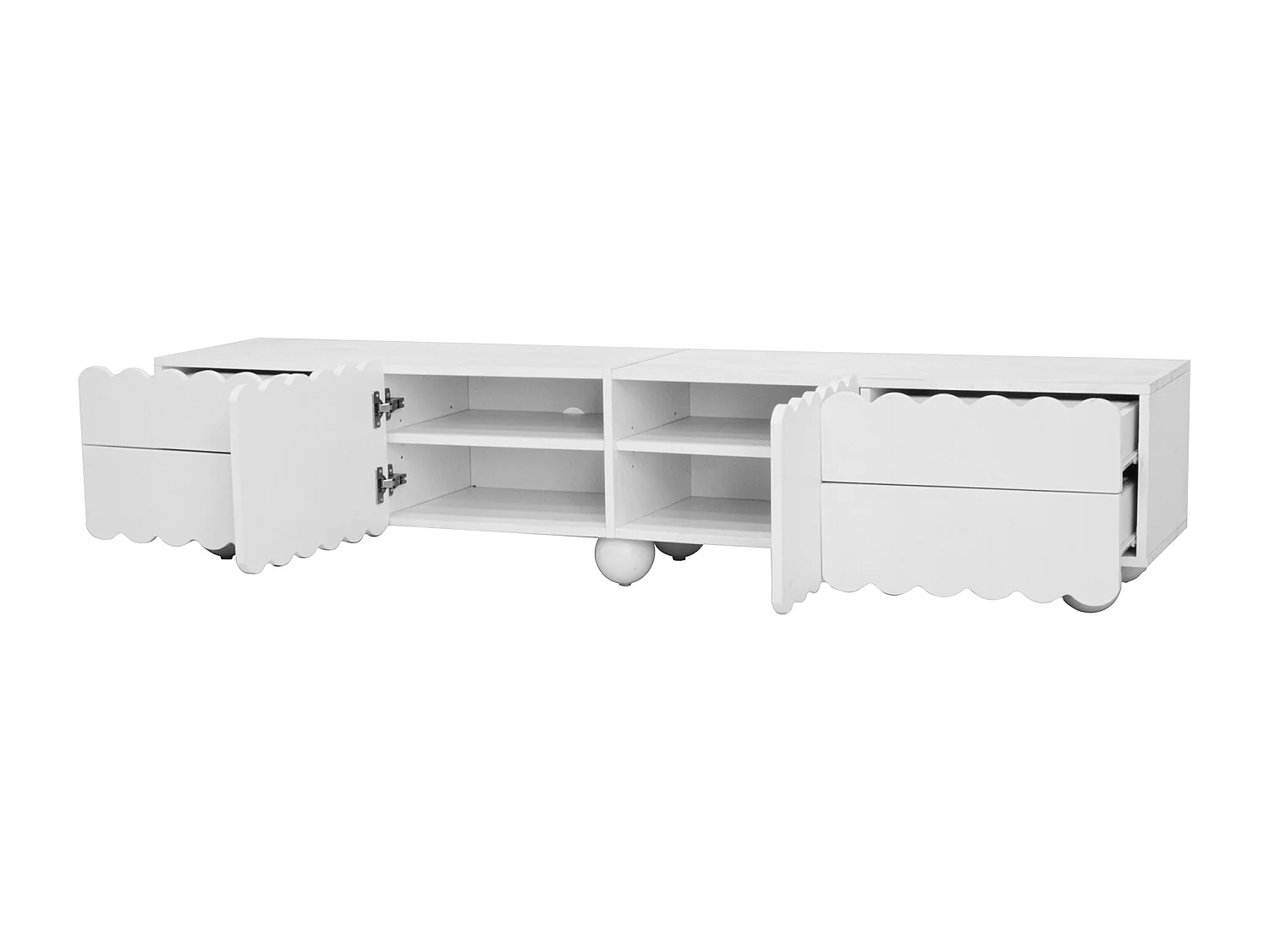 Meuble TV avec 4 tiroirs et 2 portes - Blanc 175 x 38 x 37 cm