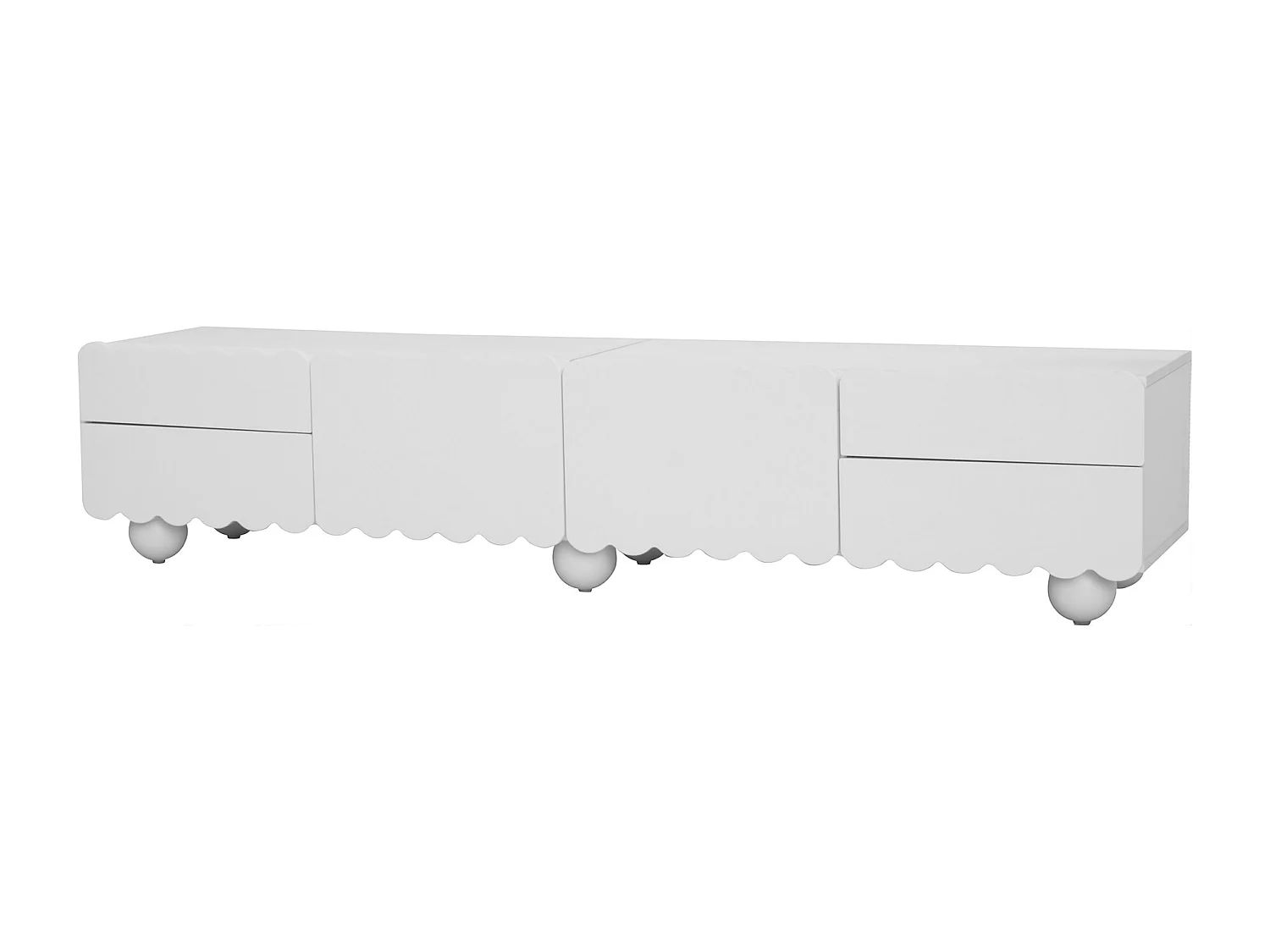 Meuble TV avec 4 tiroirs et 2 portes - Blanc 175 x 38 x 37 cm