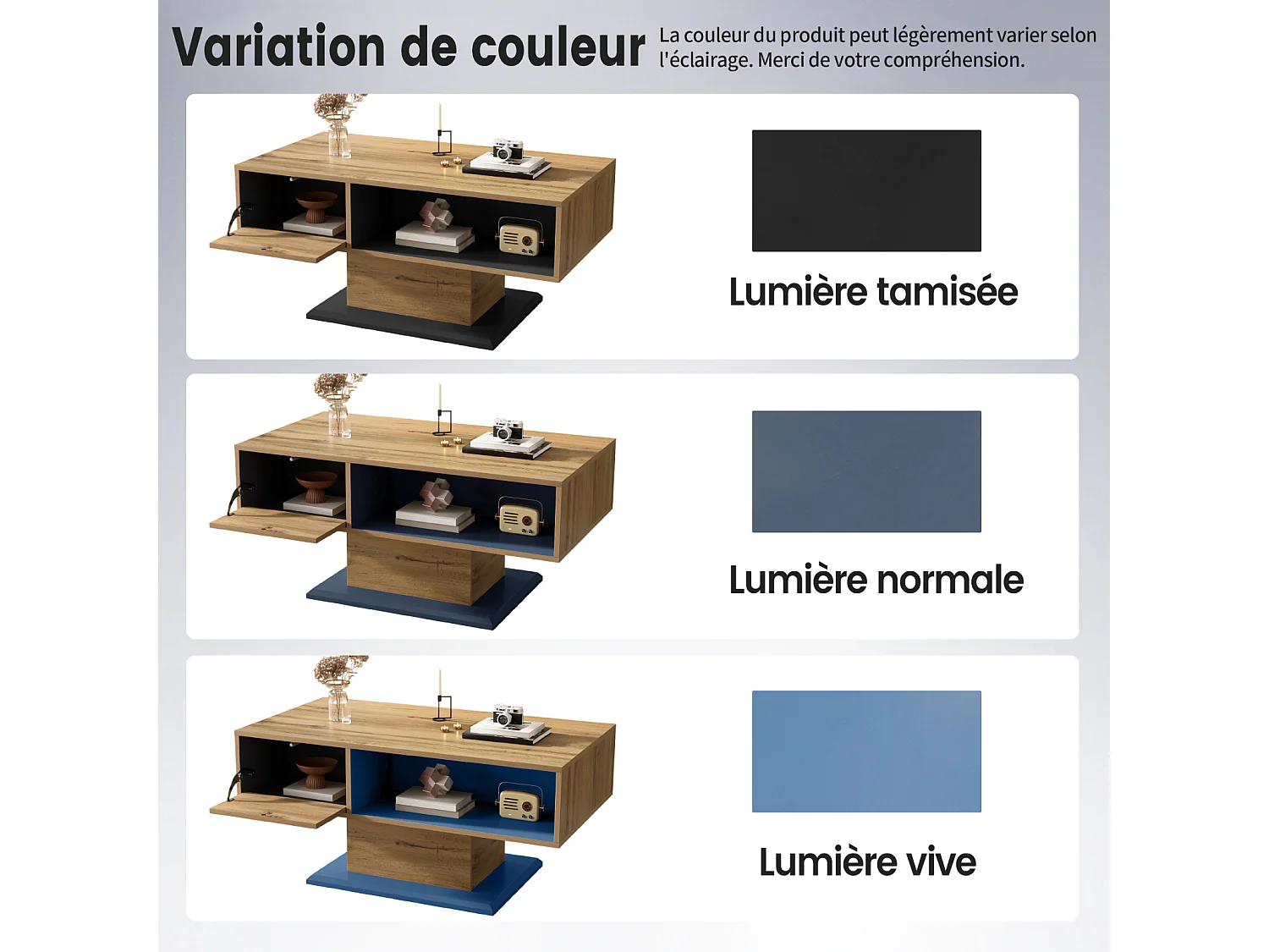 Table basse avec espace de rangement - table de salon multifonctionnelle - 100 x 50 x 46,5 cm